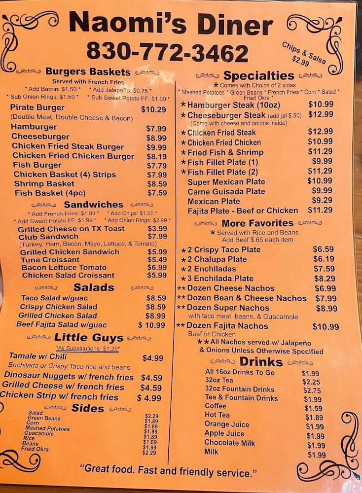 Naomi's Diner Menu image 2