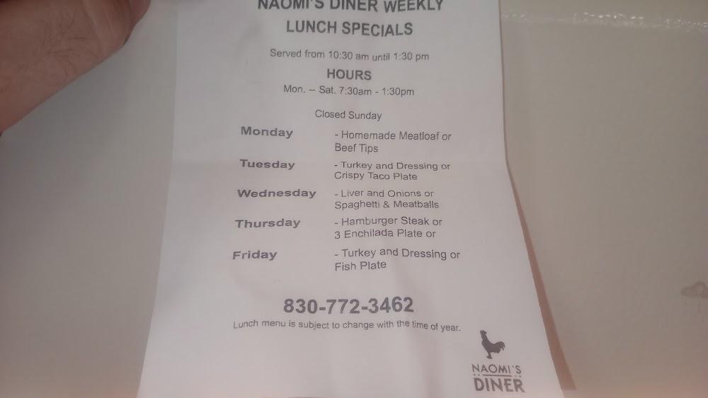 Naomi's Diner Menu image 3